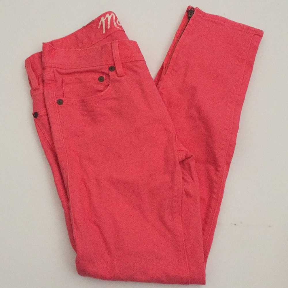 Madewell coral pink skinny color jeans 25